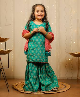 Green Sharara Set With Dupatta 1