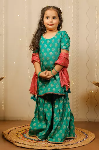 Green Sharara Set With Dupatta
