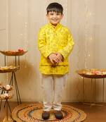 Yellow Kurta With Jacket Set