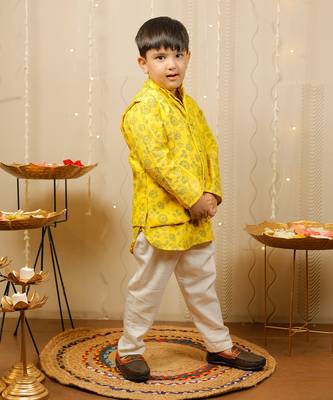 Yellow Kurta With Jacket Set 2