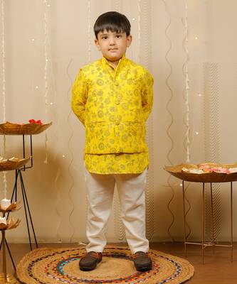Yellow Kurta With Jacket Set 3