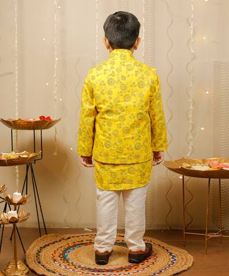 Yellow Kurta With Jacket Set 4