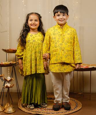 Yellow Kurta With Jacket Set 5