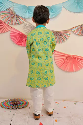 Green Garden Kurta Pyjama
