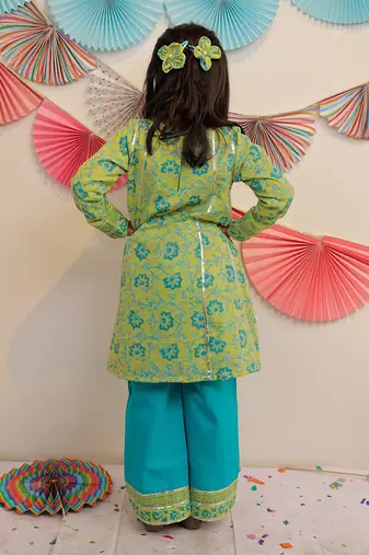 Green Garden Kurta With Pants