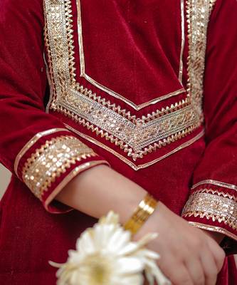 Maroon Velvet Kurta Set 5
