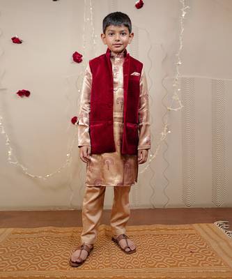 Maroon Velvet Jacket Set 1