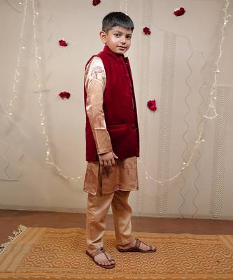 Maroon Velvet Jacket Set 2