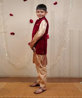 Maroon Velvet Jacket Set 3