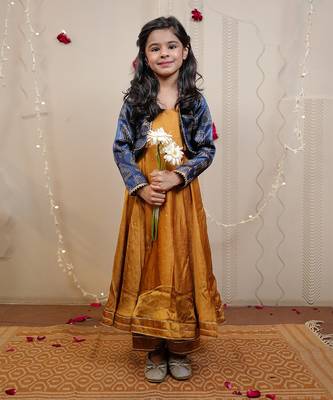Mustard Kurta Set With Short Jacket 1