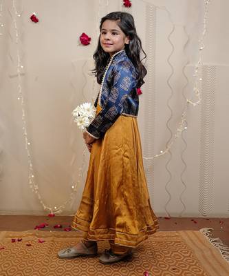 Mustard Kurta Set With Short Jacket 2