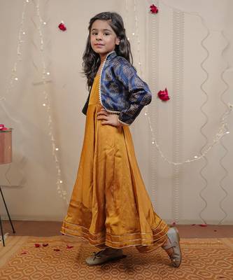 Mustard Kurta Set With Short Jacket 4