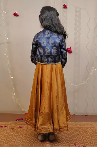 Mustard Kurta Set With Short Jacket