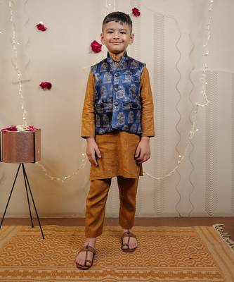 Mustard Kurta Set With Jacket 1