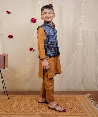 Mustard Kurta Set With Jacket 2