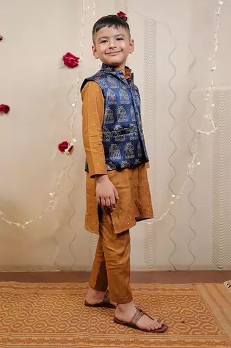 Mustard Kurta Set With Jacket