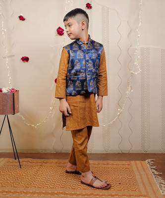 Mustard Kurta Set With Jacket 3