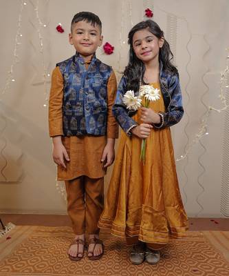 Mustard Kurta Set With Jacket 6