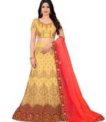 Beige embroidered Art Silk semi stitched lehenga