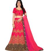 Pink embroidered Art Silk semi stitched lehenga