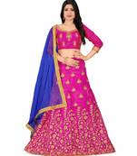 Purple embroidered Art Silk semi stitched lehenga