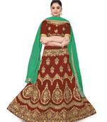 Maroon embroidered Art Silk semi stitched lehenga