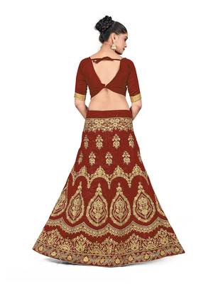 Maroon embroidered Art Silk semi stitched lehenga 3
