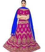 Purple embroidered Art Silk semi stitched lehenga