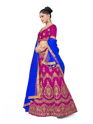 Purple embroidered Art Silk semi stitched lehenga 2