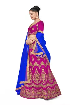 Purple embroidered Art Silk semi stitched lehenga