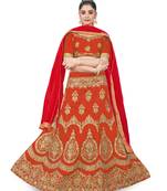Light-red embroidered Art Silk semi stitched lehenga