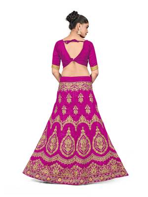 Purple embroidered Art Silk semi stitched lehenga 3