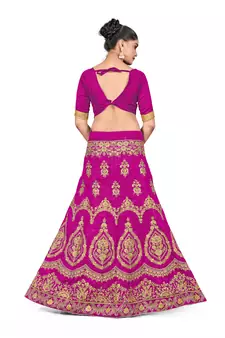 Purple embroidered Art Silk semi stitched lehenga