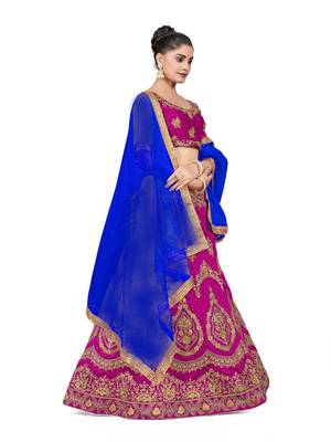 Purple embroidered Art Silk semi stitched lehenga 4