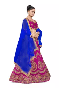 Purple embroidered Art Silk semi stitched lehenga