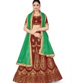 Maroon embroidered Art Silk semi stitched lehenga