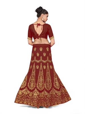 Maroon embroidered Art Silk semi stitched lehenga 3