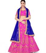 Purple embroidered Art Silk semi stitched lehenga