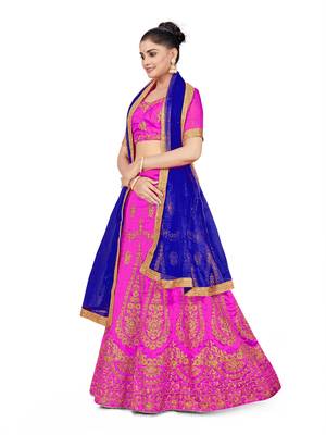 Purple embroidered Art Silk semi stitched lehenga 2