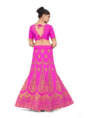 Purple embroidered Art Silk semi stitched lehenga 3