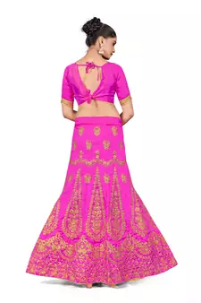 Purple embroidered Art Silk semi stitched lehenga