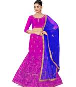 Purple embroidered Art Silk semi stitched lehenga
