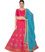Pink embroidered Art Silk semi stitched lehenga