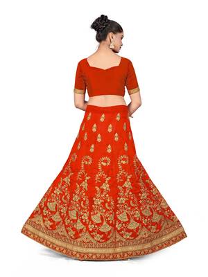Light-red embroidered Art Silk semi stitched lehenga 3
