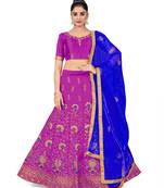 Purple embroidered Art Silk semi stitched lehenga