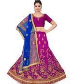 Purple embroidered Art Silk semi stitched lehenga