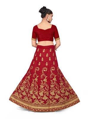 Maroon embroidered Art Silk semi stitched lehenga 3