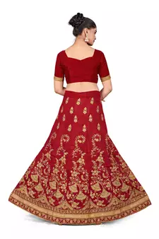 Maroon embroidered Art Silk semi stitched lehenga