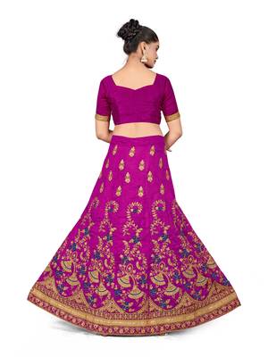 Purple embroidered Art Silk semi stitched lehenga 3