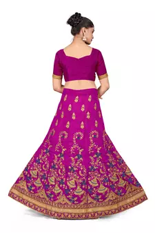Purple embroidered Art Silk semi stitched lehenga
